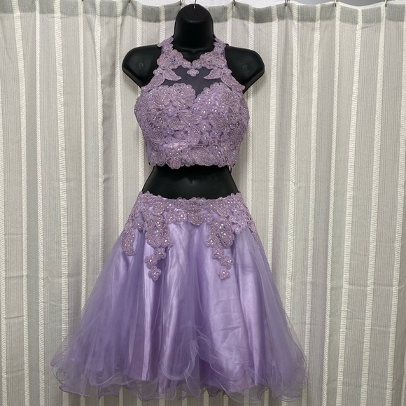 Anny Lee Dresses & Skirts - Anny‎ Lee 2 Piece Halter Dress Homecoming Prom Purple Lavender Size Small EUC